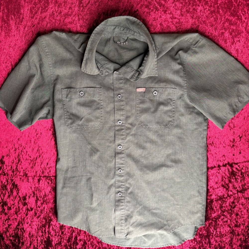 Orvis Classic Shirt Mens Gray UPF 50+ Performance Short Sleeve‎ Collar Button-Up